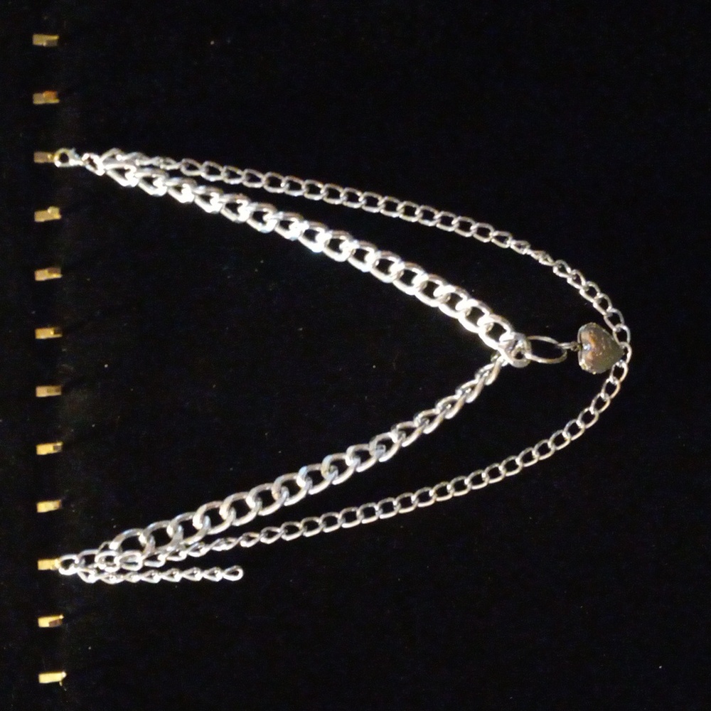 Silver Tone double layer necklace with heart locket.
